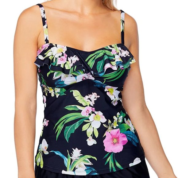 Sold! Island Escape Tahiti Convertible Tankini Top Black 10 - Picture 1 of 11